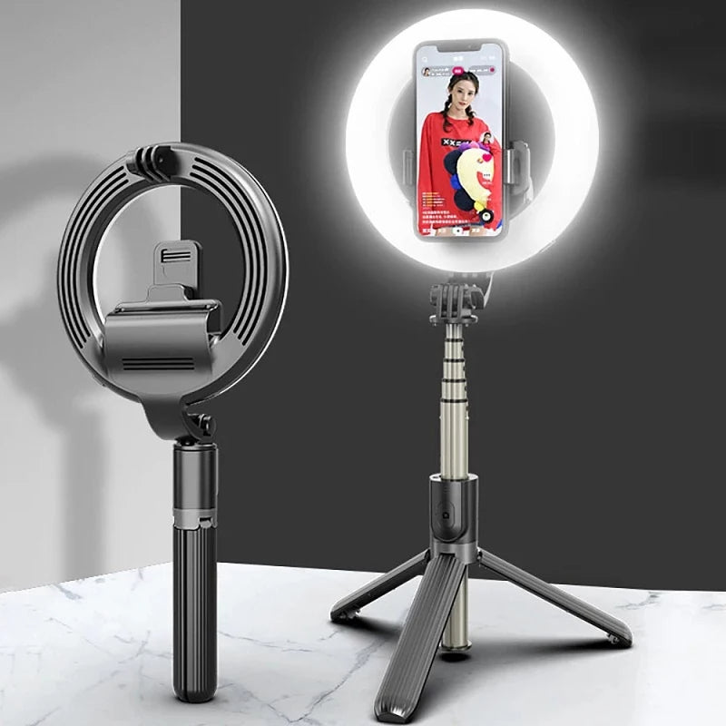 Tripod Stand Selfie Stick with Ring light and Bluetooth Remote