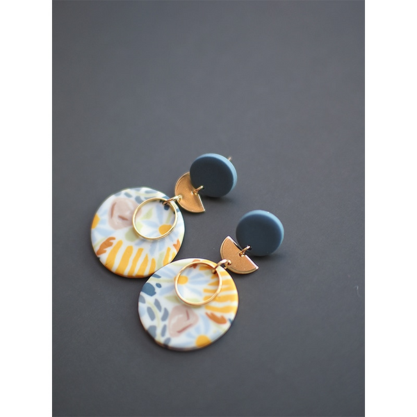 Abstract colorful floral earrings